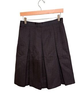 Mario Serrani Pleated Black A-Line Textured Skirt - Fully Lined - Size 6